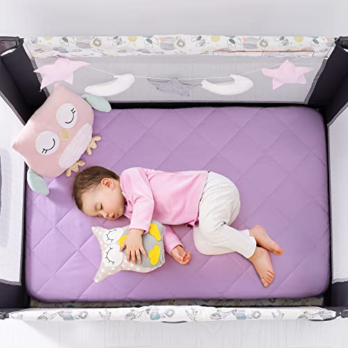 TILLYOU Cloudy Soft Pack and Play Sheet Quilted, Breathable Thick