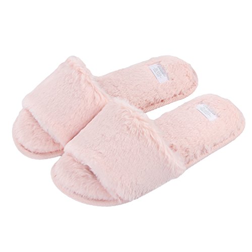 Chic Chic Women’s Cozy Open Toe House Slippers Spa Slide Indoor Shoes (L(EU38/39)=US 7/7.5, pink)