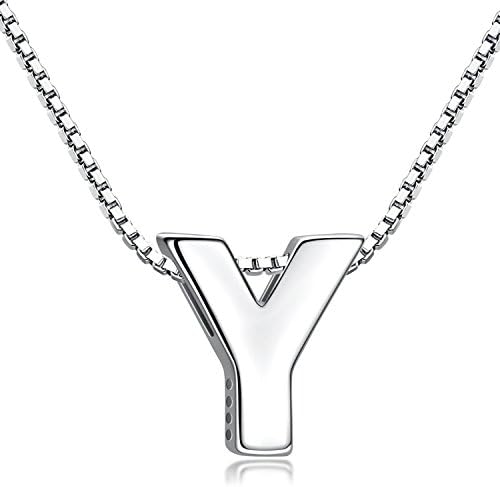 Candyfancy Initial Necklace 925 Sterling Silver Alphabet Personalized A-Z Letter Pendant Necklace for Women Girls