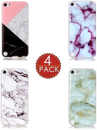 iPod Touch 5 Case, iPod Touch 6 Case, L00KLY [Marble Pattern Series] Anti-Fingerprint Slim shockproof Flexible Soft Marble Pattern TPU Case Cover for Apple iPod touch 5 6th Generation (4 Pack-1)