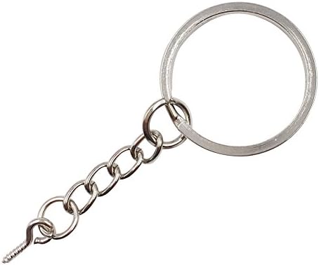 Dcatcher 50 PCS Flat Key Chains With Open Jump Ring Chain Extender and Screw Eye Pin Connector for Jewelry Findings Making (30mm)