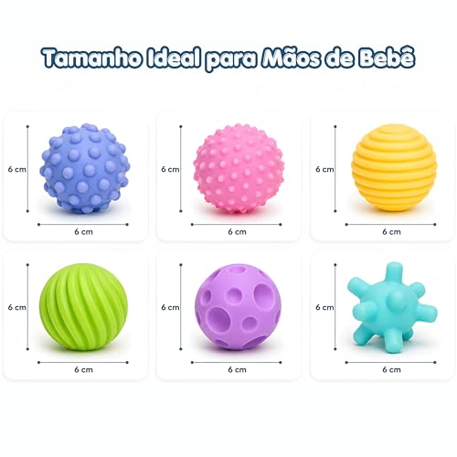 Kit de Bolas Sensoriais para Bebê – Texturas Educativas, Estímulo Motor e Cores Suaves – Silicone Macio – Aprendizado e Diversão