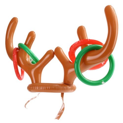 2-4 Players Inflatable Reindeer Antler Ring Toss Game for Christmas party - Game Rules Included (2 Antlers 10 Rings)