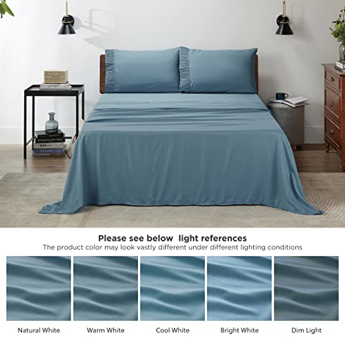 Bedsure King Size Sheets Sets Spa BlueSoft 1800 King Bed Sheets, 4
