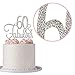 60 Cake Topper - Premium Silver Metal - 60 and Fabulous - 60th Birthday Party Sparkly Rhinestone Decoration Makes a Great Centerpiece - Now Protected in a Box