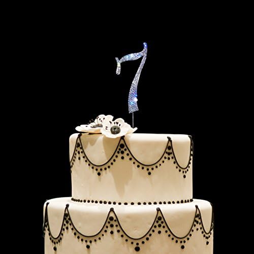 Cake Topper for Birthday And Party, number 7, made of Rhinestones and alloy metal, Sturdy and shining. (7)