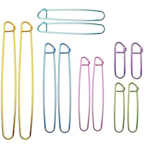 Melhope 12PCS Yarn Stitch Holder Set Aluminum Crochet Lite Large Pins DIY Knitting Craft Tool 6 Sizes (12pcs)