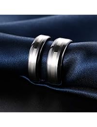 Hewinzw - Anillo de tungsteno para hombre y mujer, 0.236 in 0.315 in, incrustado, oro blanco de 14 quilates, ajuste cómodo