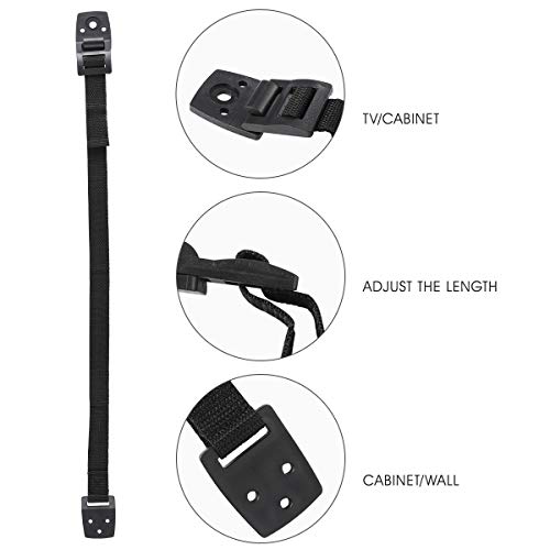Convallaria Furniture/TV Safety Straps, Adjustable Safety Tethers, Secure Home Baby Child Proofing for Flat Screen TV, Dresser, Cabinet, Bookshelf, Wardrobe (2 Pack, Black) - Thumbnail 5