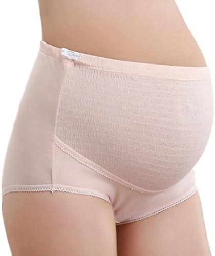NICOSHINE Women's Adjustable Maternity Panties High Cut Cotton Over Bump Underwear Brief (L, Skin)