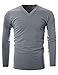 GIVON Mens Slim Fit Soft Cotton Long Sleeve Lightweight Thermal V-Neck T-Shirtthumb 1