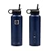 Iron Flask - 40 Oz, 3 Lids, Vacuum Insulated Stainless Steel Water Bottle, Hot & Cold, Wide Mouth, Nalgene, Double Walled, Hydro Canteen Powder Coated, Blue