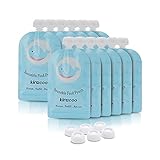 Reusable Baby Food Squeeze Storage Pouches Kirecoo 12pcs 6oz for Homemade Organic Baby Toddlers Food Easy to Fill & Clean with Leak Proof Double Zipper + 6pcs Bonus Replacement Caps