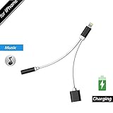 Darrent APPLE 2 in 1 BLACK01 Lightning Adapter, Premium Lightning Adapter and Charger, Lightning to 3.5mm Audio Charge Earphone Jack Adapter Charging USB Cable for iPhone 7/7 Plus, 6/6s, etc. - Black