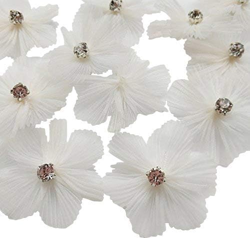 Julymall 20pcs Multi Colors U-Pick Organza Flowers Ribbon Bows Appliques Craft Supply Wedding Decoration,Beige,Beige