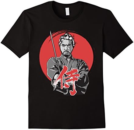 Mens Samurai t-shirt with sword in Japan with Japanese character XL Black