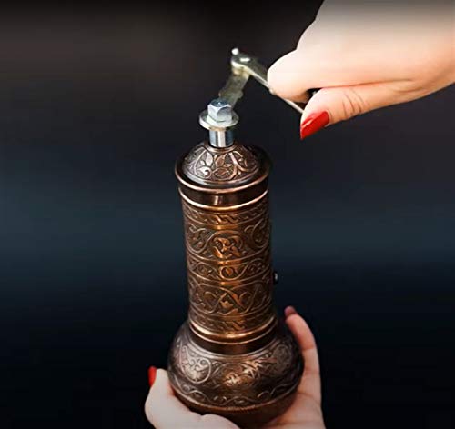 ABCBCA Türkische Tradition Kupfer Kaffeemühle Mini Edelstahlhand Manuelle Handgemachte Kaffeebohnengratte Mühlen Mühle… – Bild 5