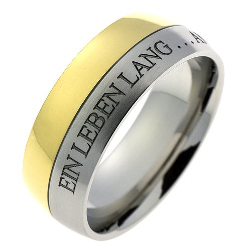 Schumann Design Ehering / Trauring / Partnerring core.emotion Edelstahlring Bicolor PVD beschichtet mit Aussengravur Ein Leben lang an deiner Hand… TE300.54