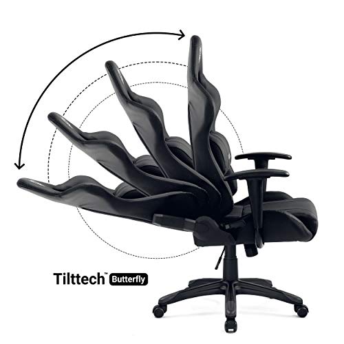 Diablo-X-One-Gaming-Sedia-da-Ufficio-Design-Ergonomico-Meccanismo-di-Inclinazione-Cuscino-Lombare-Finta-Pelle-Portata-150-kg-Nero-Nero