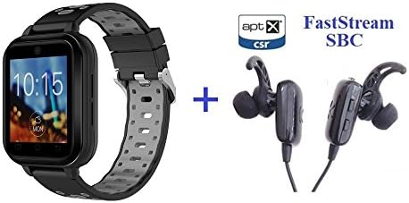 KOKKIA Waterproof (IP67) Android 6.0 Sports + Health SmartWatch (Black Case, Gray Strap) : 4G Cell Android, GPS,WIFI,Heart Rate, Music &amp; Video Player, Camera. PLUS MarathonS Bluetooth Stereo Headset.