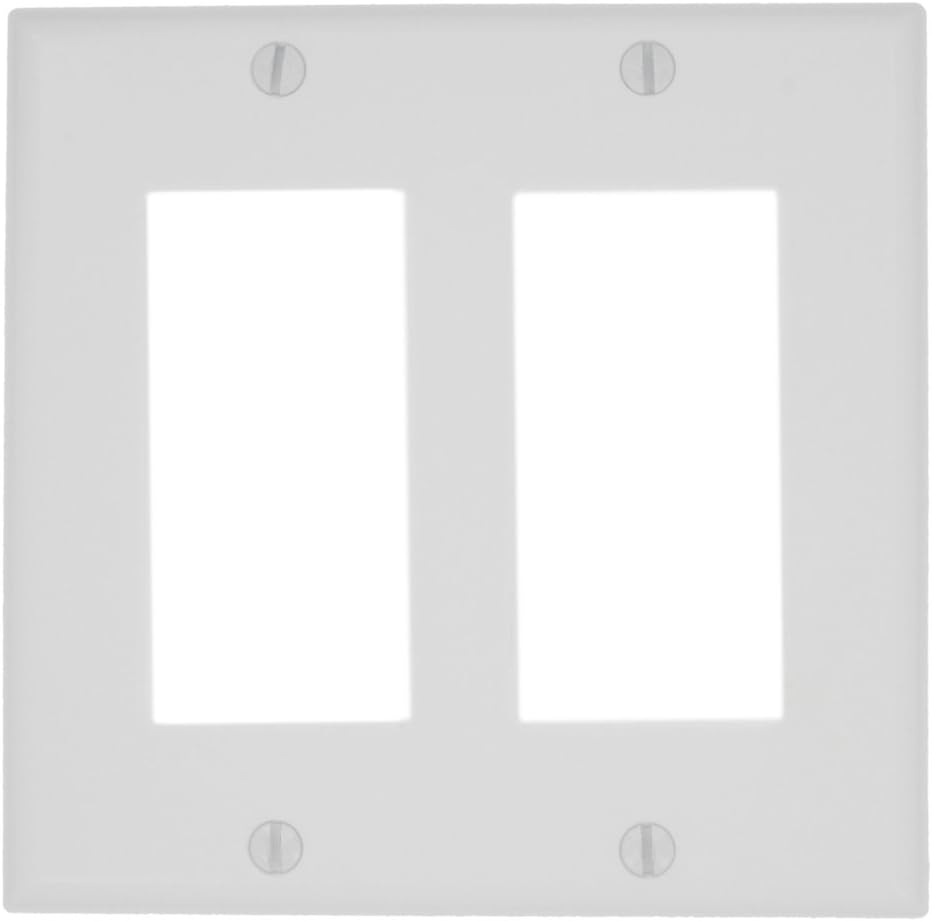 Leviton 80409-NW 2-Gang GFCI Device Decora Wallplate, Standard Size, White, 1 pack - Switch Plates - 