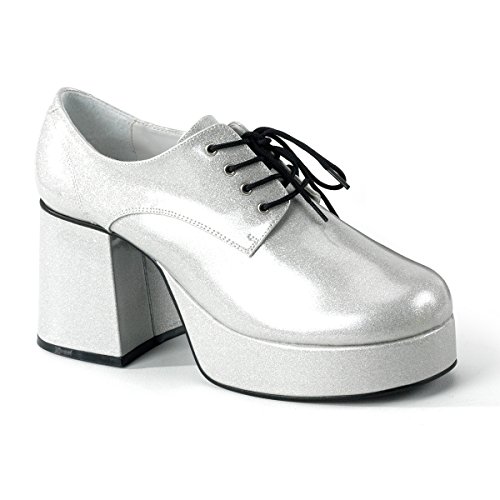 Funtasma by Pleaser Men's Jazz-02 Platform Oxford,Small / 8-9 D(M) US,Pearlized Silver