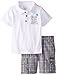 Calvin Klein Little Boys' White Polo Top with Plaid Cargo Shorts