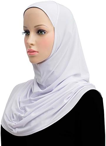 Lycra Amira Hijab 1 piece Long Women's Headscarf (White)