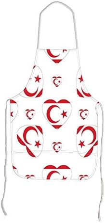 Northern Cyprus Country Flag Hearts Adjustable Bib Kitchen Apron Fornate