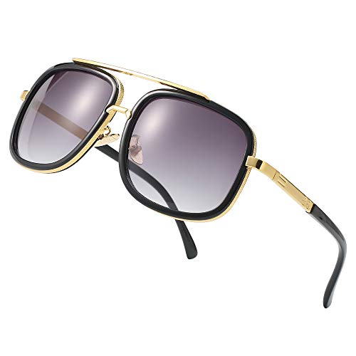 Retro Square Aviator Sunglasses for Men Women Classic Tony Stark
