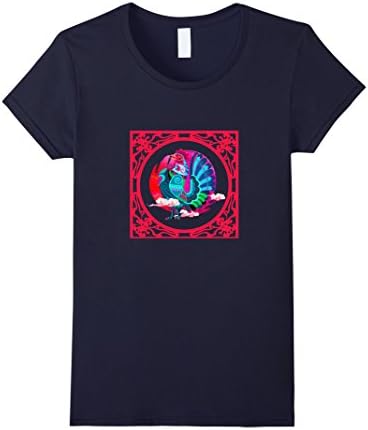 Women's Year of Chicken 2017 Chinese pattern coloful shirt Large Navy