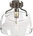 Amazon Brand – Stone & Beam Contemporary Flush-Mount Ceiling Light with Bulb and Glass Shade - 14 x 14 x 7.25 Inches, Brushel Nickel