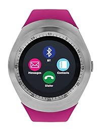 iTOUCH Curve itr4360s788 375   Reloj inteligente Bluetooth con pantalla táctil y rastreador de actividad física, color plateado y fucsia