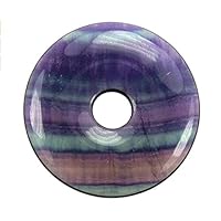 Natural Multi_Color Rainbow Fluorite Ring Circle Donut Chakra Pendant Bead DIY Jewelry Accressory Necklace Kit (30mm)