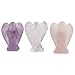 Crystal Allies Gallery: 3 Piece Combo Set Natural 1in Carved Amethyst, Rose Quartz, & Clear Quartz Pocket Guardian Angel with Carrying Pouch