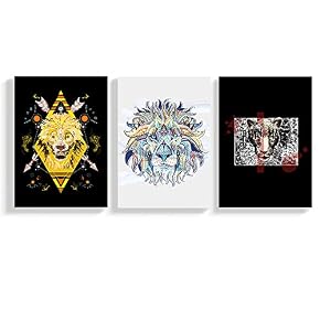 3 Panel Colorful Animal Painting Wall Decor for...