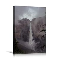 Canvas Wall Art Mountain Waterfalls Landscape Multicolor Photography Relax/Calm Traditional Waterfall - 12x18 inches
