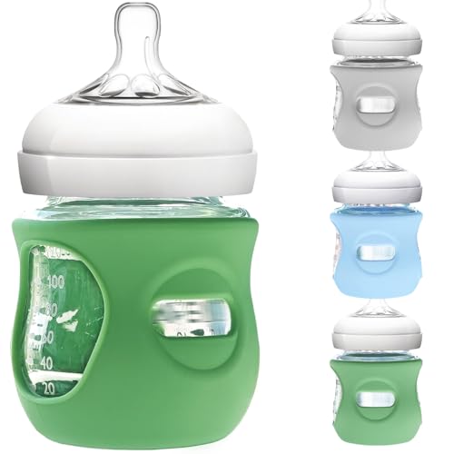 3 Pack Silicone Sleeve for Philips Avent Glass Bottle - Shatter Proof Natural Silicone Bottle Sleeve for Anti Colic Baby Bottles 8 oz & 4 oz - Anti Flow Sleeve for Infant Bottles