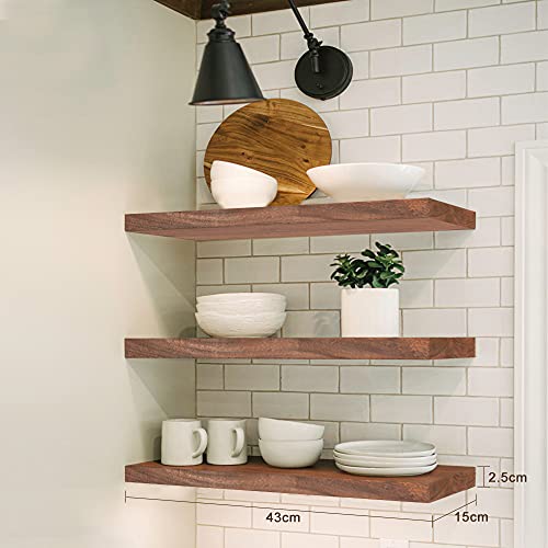 Kosiehouse Rustic Wood Floating Shelves, Wall Mounted Shelf Hanging