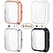 CAVN 4 Pack Screen Protector Case Compatible with Fitbit Versa/Versa SE Smartwatch, Soft TPU Plated Slim Full Coverage Screen Protective Bumper Cover (Black/Clear/Rose Gold/Silver)
