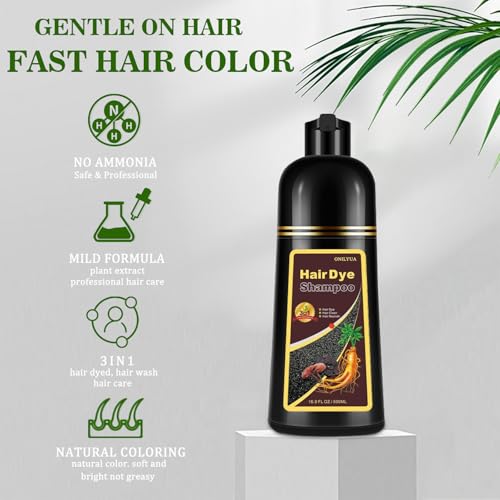 3 IN 1 CHESTNUT BROWN HAIR DYE FOR ALL HAIR TYPES, INSTANT DARKENING WITH LONG-LASTING NATURAL COLOR, 16.9 FL OZ