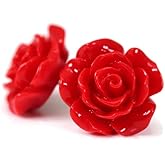 Pretty Smart Large Rose Earrings on Titanium Posts for Sensitive Ears 19mm