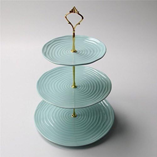 Eunoia Porcelain 3-tier Cake Stand Tea Party Pastry Serving Platter-Dessert Stand-Food Display Stand- Cupcake Stand (Blue)