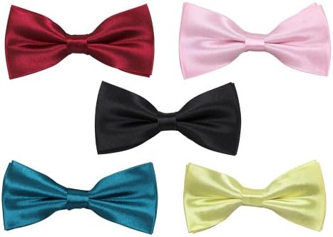 Bundle Monster Mens Tuxedo Adjustable Neck Bowtie Bow Tie 5pc Mixed Lot