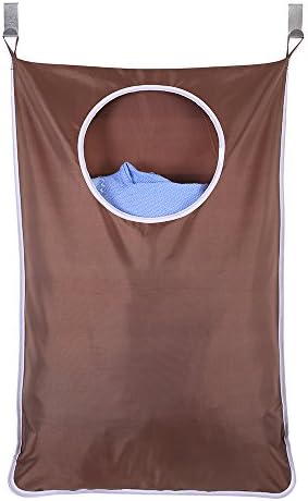 Dearjana Oxford Fabric Space Saving Door-Hanging Laundry Hamper Bag + 2 Stainless Steel Hooks + 2 Strong Suction Cups for Bedroom, Nursery, Dorm or Closet (Brown)
