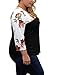 Urban Rose Womens Plus-Size 3/4 Ruched Sleeve Colorblock Top,3X,Ivory Floral/Solid Black