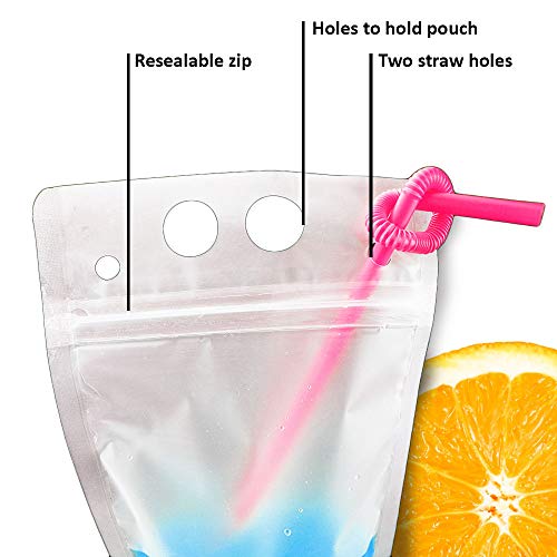 Drink Pouches With Straw Frozip Smoothie Bags Juice 100 Straws Heavy Duty HandHe 704751999971 eBay