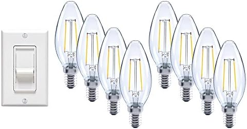 ClearlyLED Energy Star Filament LED Light Bulb, 2.5 watt 250 lumens bulbs with E12 base, long life and dimmable with 1 compatible dimmer, Clear, 8-Pack