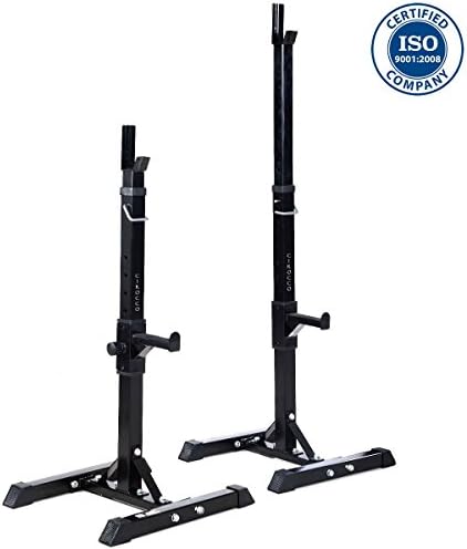 Cirocco 2 Pcs Adjustable Squat Stand Dumbbell Barbell Rack Weight Lifting Free Press Bench Press Stand Black Portable Heavy Duty Sturdy Steel Fitness Workout Equipment for Dead Lift Home Gym Exercise