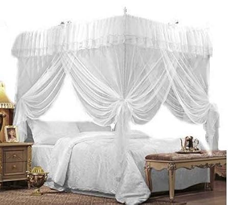 JOYLIFE 4 Corners Post Curtain Bed Canopy for Twin Bed, White